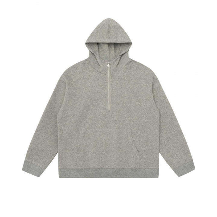 Unisex Hoodie Half-Zip Sweatshirt with Kangaroo Pocket and Ribbed Cuffs Mune Fashion