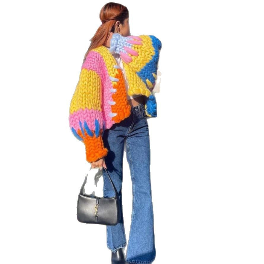 Ladies Fashionable Cardigan with Colorful Design