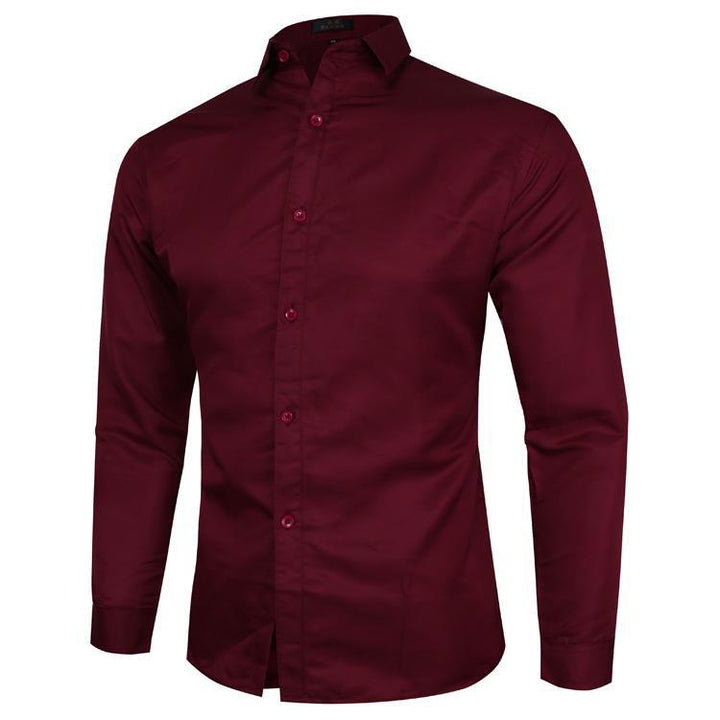 Men's Slim-Fit Business Shirt with Kent Collar Stretch Comfort and Easy-Care Cotton Blend Mune Fashion
