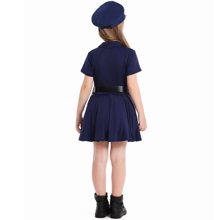 Girl Police Costume with Skirt and Hat Mune Fashion
