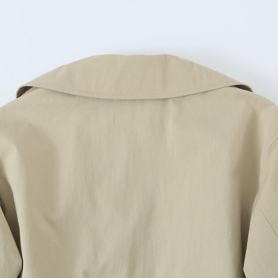 Women's short trench-style jacket with adjustable drawstring and eye-catching lapel Mune Fashion