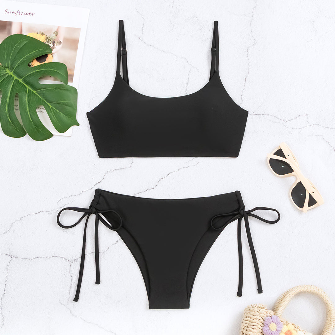 Women's Triangle Bikini Set with Adjustable Straps and Side Ties Mune Fashion