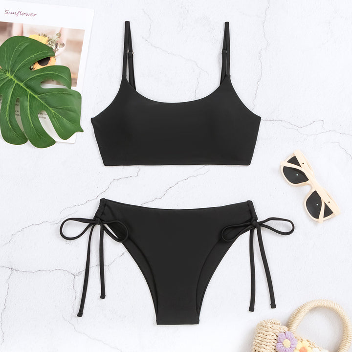 Women's Triangle Bikini Set with Adjustable Straps and Side Ties Mune Fashion