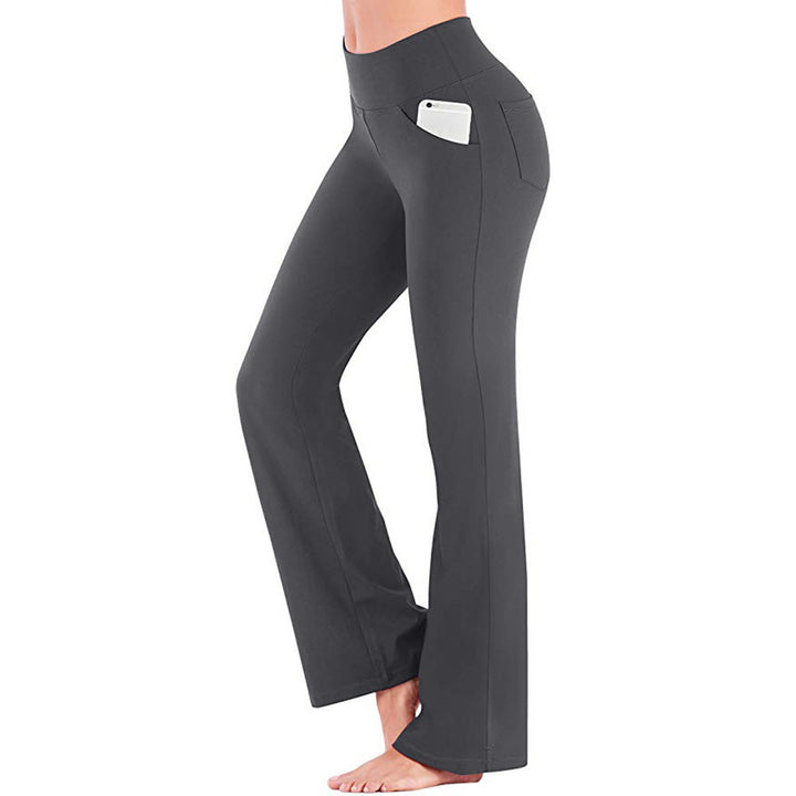 Women’s flared high-waist yoga pants with side mobile pocket and shaping comfort waistband Mune Fashion