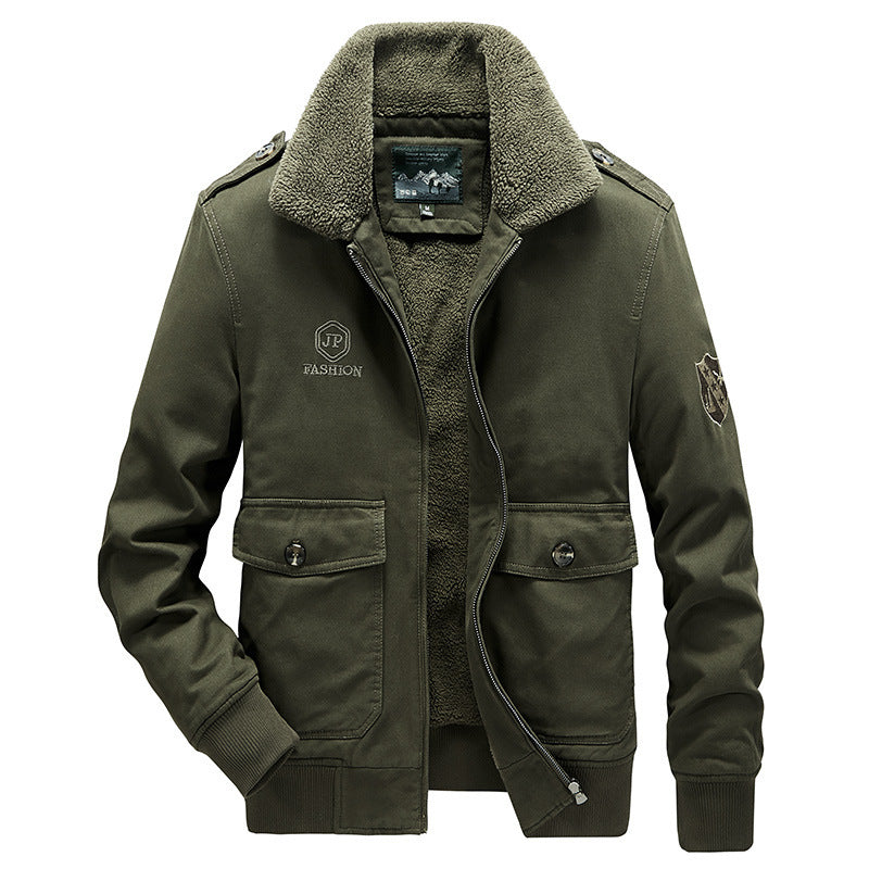 Men's Utility Flight Jacket made of cotton blend with teddy collar and patch pockets Mune Fashion