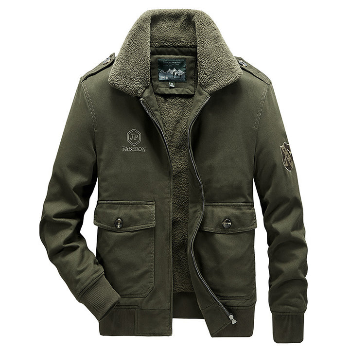 Men's Utility Flight Jacket made of cotton blend with teddy collar and patch pockets Mune Fashion