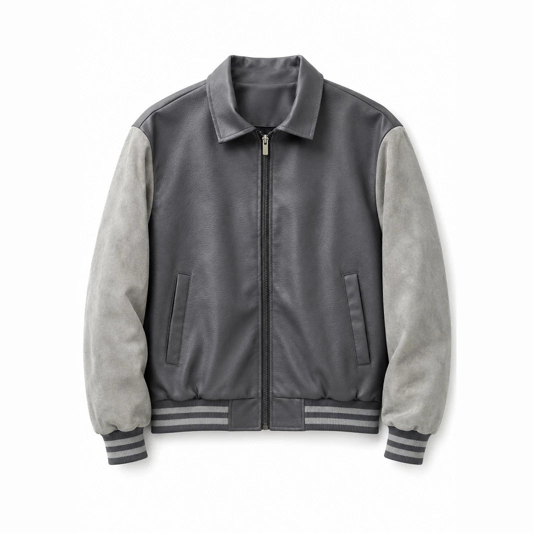 Men's Fashion Faux Leather Bomber Jacket Mune Fashion