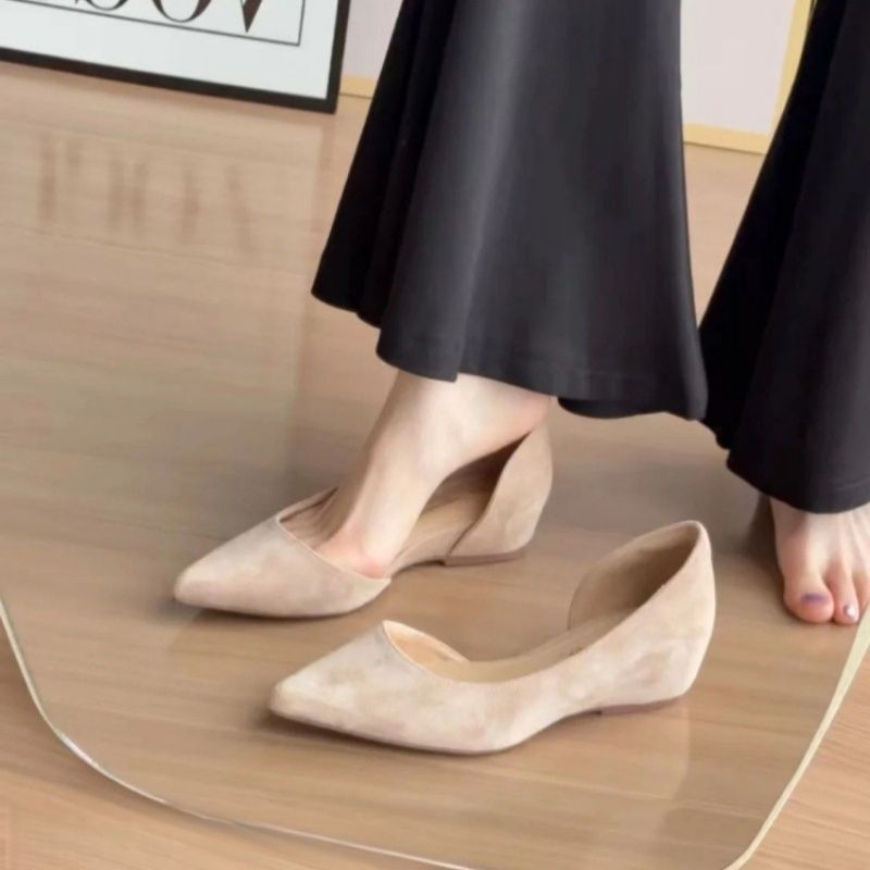Women Elegant Suede D'Orsay Wedge Pumps Mune Fashion