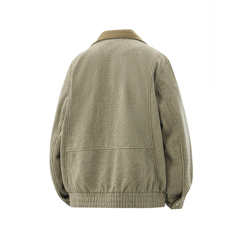 Men's short-cut fleece jacket with cord collar and quilted lining Mune Fashion