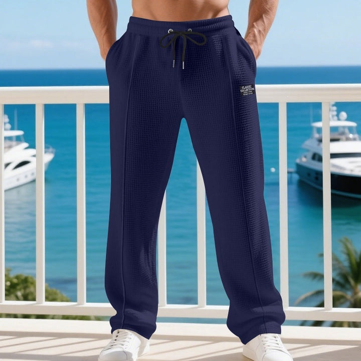 Men's Casual Waffle Knit Sweatpants with Drawstring and Side Pockets Mune Fashion