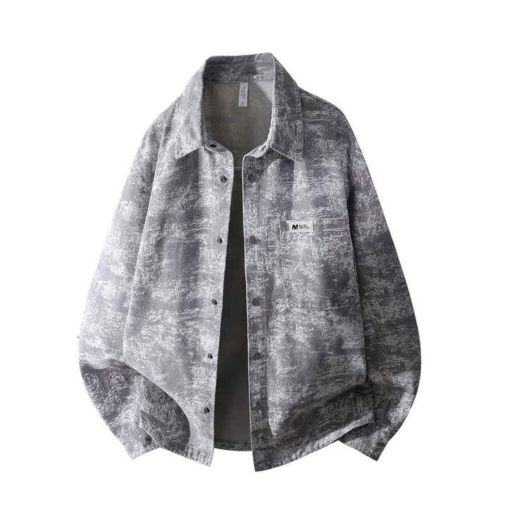 Men's Oversized Denim Shirt Jacket with Washed Effect, Chest Pocket & Snap Button Placket Mune Fashion