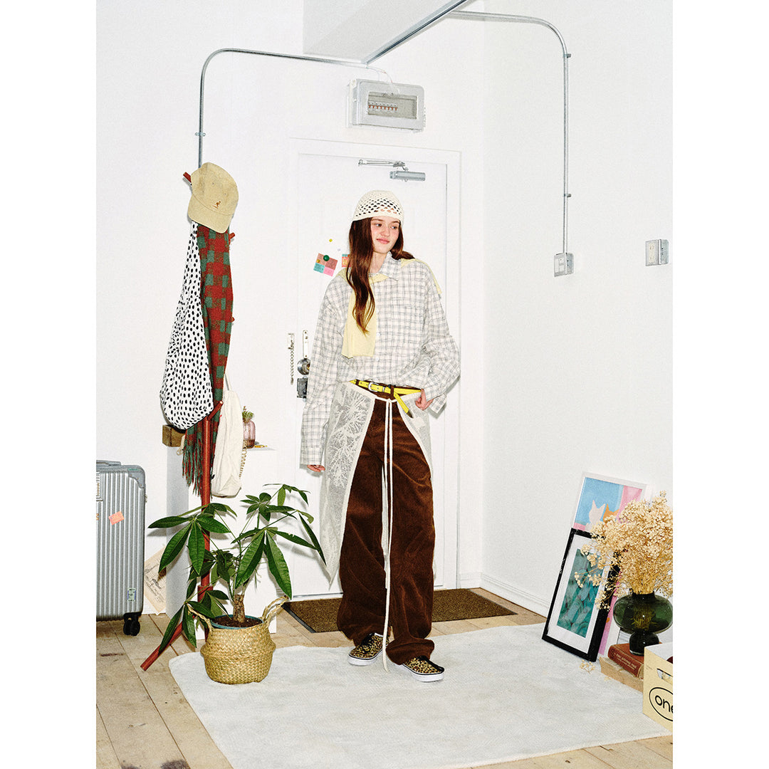 Women's Oversized Shirt made of Linen-Cotton Mix with fine checked pattern Mune Fashion