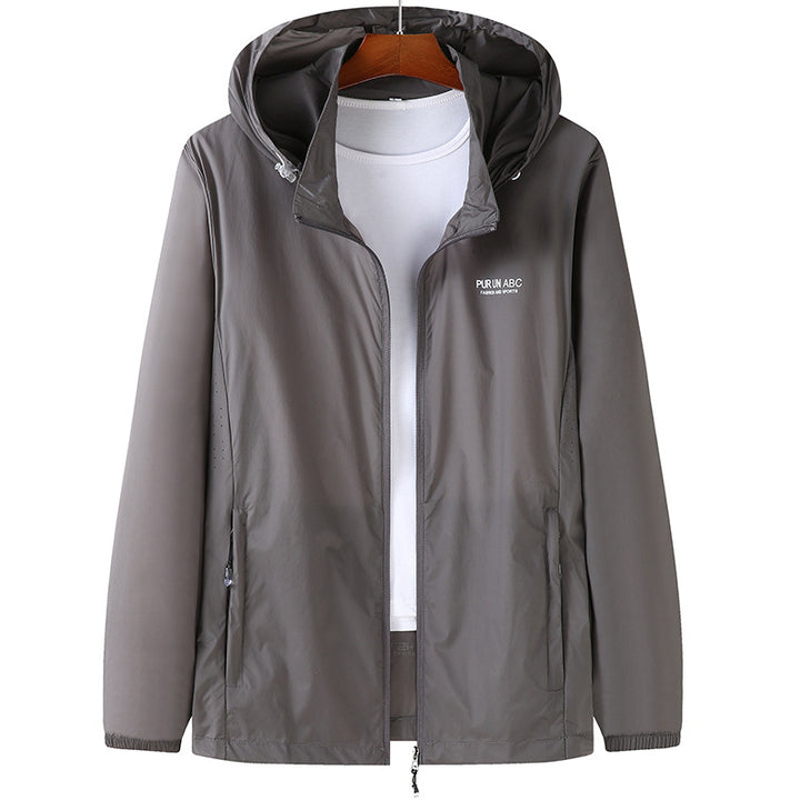 Men's Lightweight Water-Resistant Hooded Outdoor Jacket with Full Zip and Breathable Lining Mune Fashion