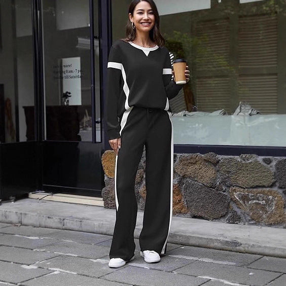 Women nan sports Lounge set with oversized sweatshirt, palazzo pants and side contrast stripes Mune Fashion