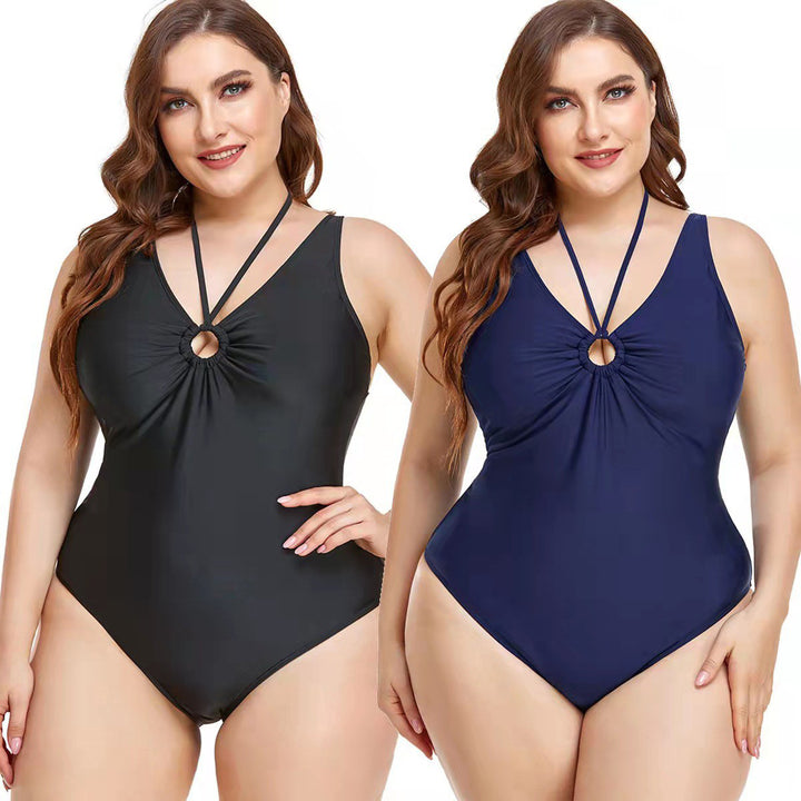 Women Elegant High-Cut One-Piece Swimsuit with Fashionable Ring Detail Mune Fashion