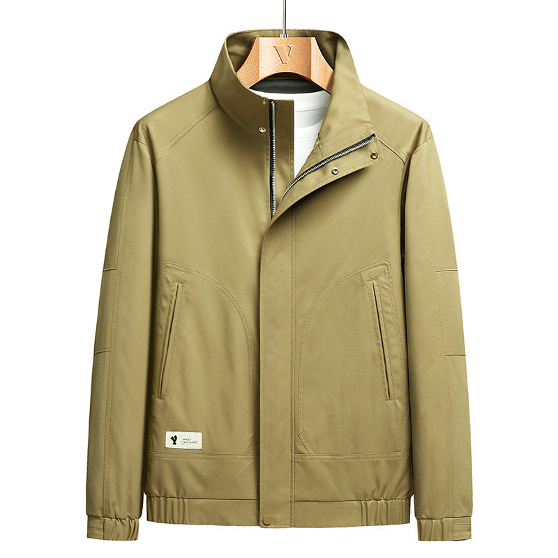 Men's lightweight softshell transition jacket in utility minimal style with high-standing collar and concealed zipper Mune Fashion