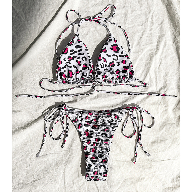 Women's Colorfully patterned triangle bikini with playful lacing Mune Fashion