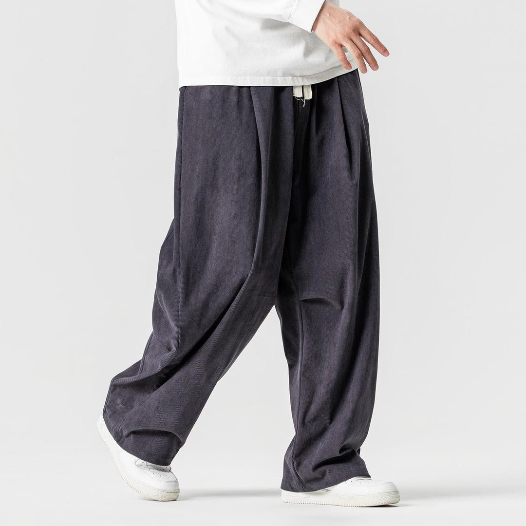 Men's wide cord pants with drawstring, pleats, and relaxed fit Mune Fashion