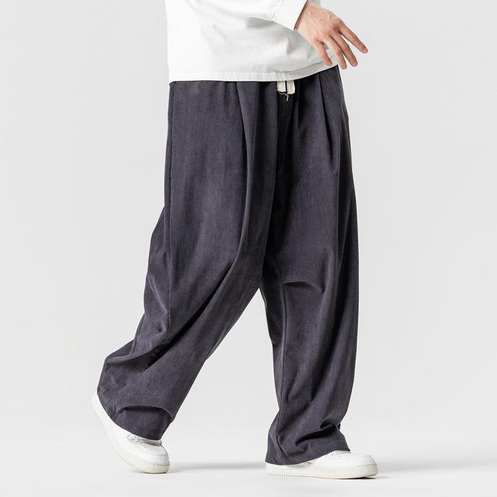 Men's wide cord pants with drawstring, pleats, and relaxed fit Mune Fashion