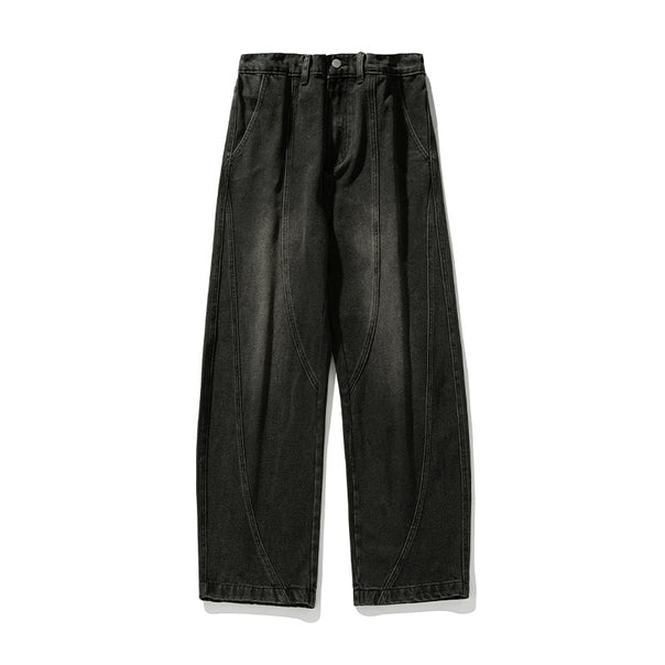 Unisex Wide-cut denim pants with decorative seam panels and high waist Mune Fashion