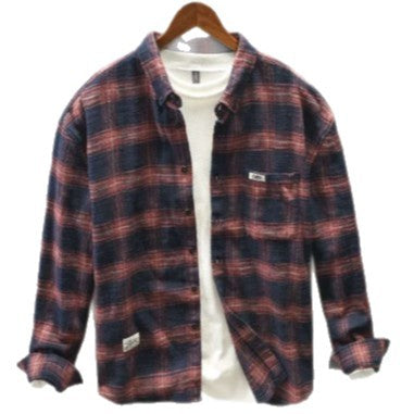 Men's Casual Check Flannel Overshirt made of soft cotton blend with breast pocket Mune Fashion