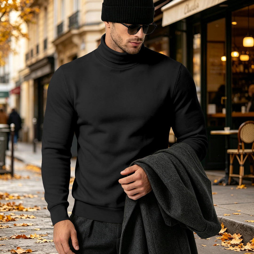 Men's Elegant Cotton Blend Turtleneck Sweater Slim Fit Mune Fashion