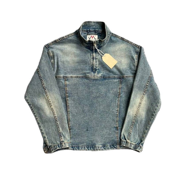 Men's Fashionable Denim Jacket with Stand-up Collar Mune Fashion