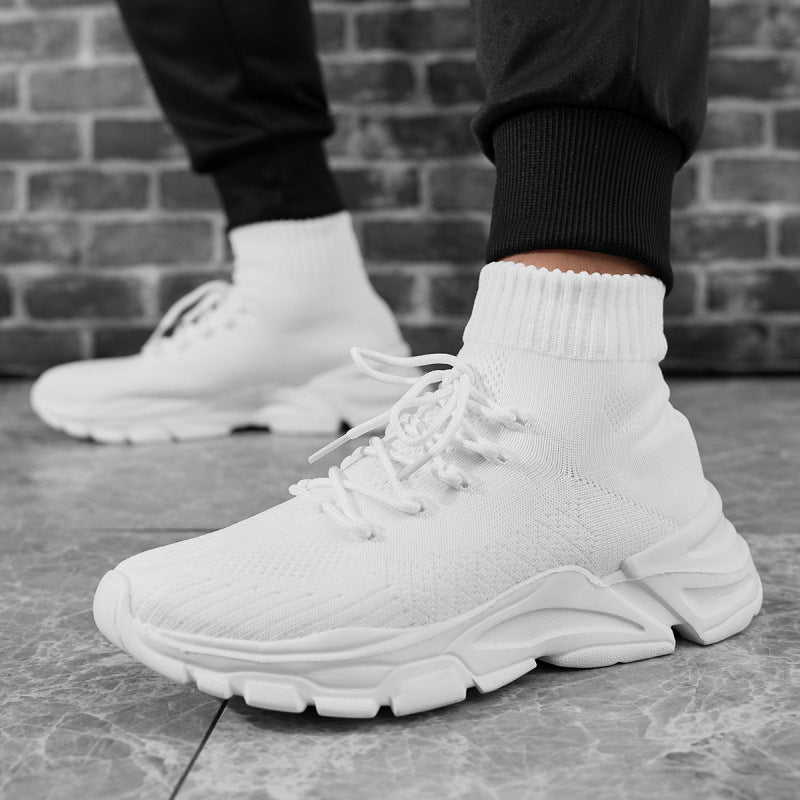 Women’s knitted sock sneakers with high shaft, padded platform sole and elastic lacing system Mune Fashion
