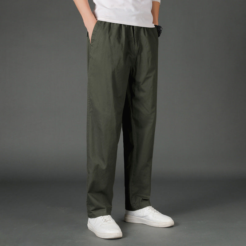 Men's Wide Cotton Chino Pants in Relaxed Fit with Elastic Comfort Waistband & Concealed Side Pockets Mune Fashion