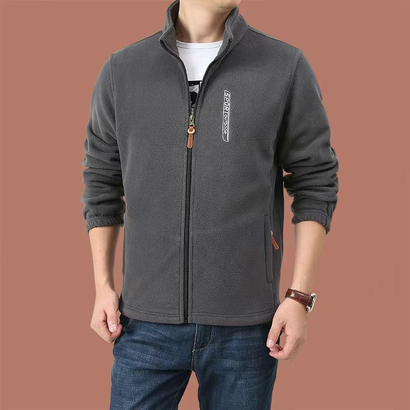 Men's fleece jacket with full zip, stand-up collar and side pockets Mune Fashion