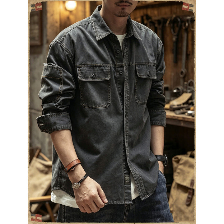 Men's Cotton Utility Overshirt with Flap Pockets Mune Fashion