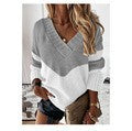 Women’s V-neck knitted pullover with chevron pattern and oversized fit Mune Fashion