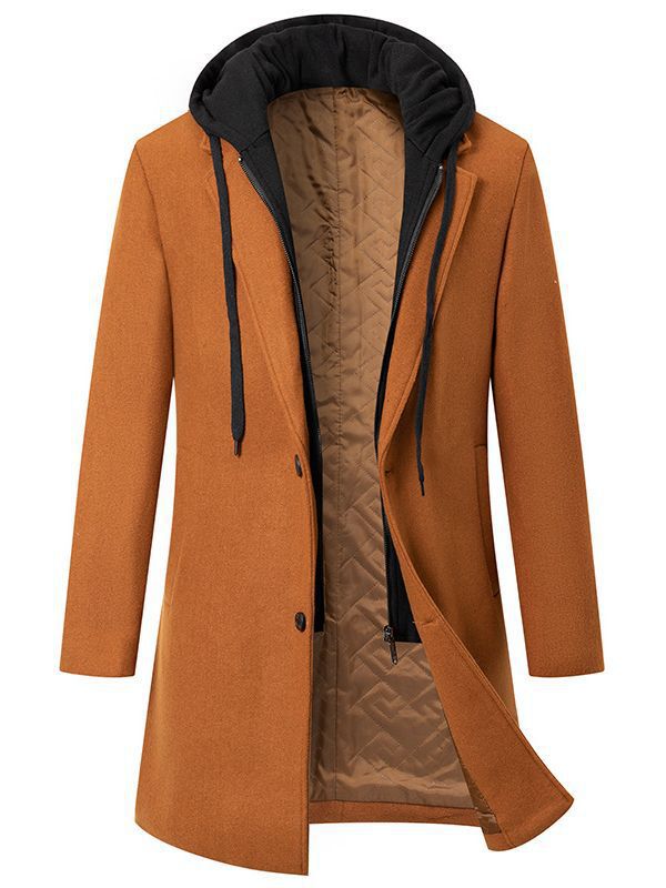 Men's wool blend coat with removable hood lining and quilted insulation Mune Fashion