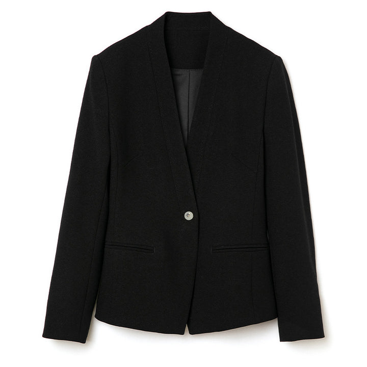 Women’s fitted single-button blazer with minimalist V-front and slip pockets Mune Fashion