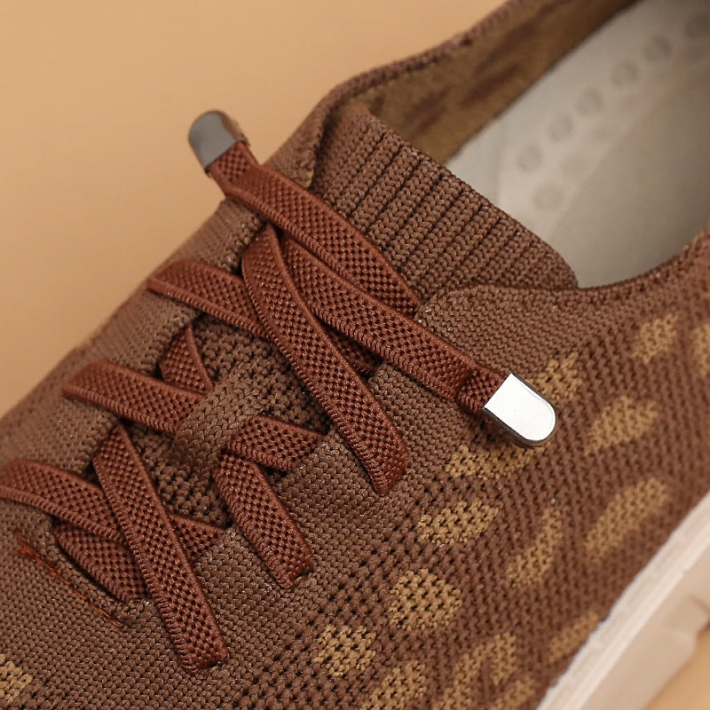 Women Breathable Sneakers with Fashionable Leopard Print Mune Fashion