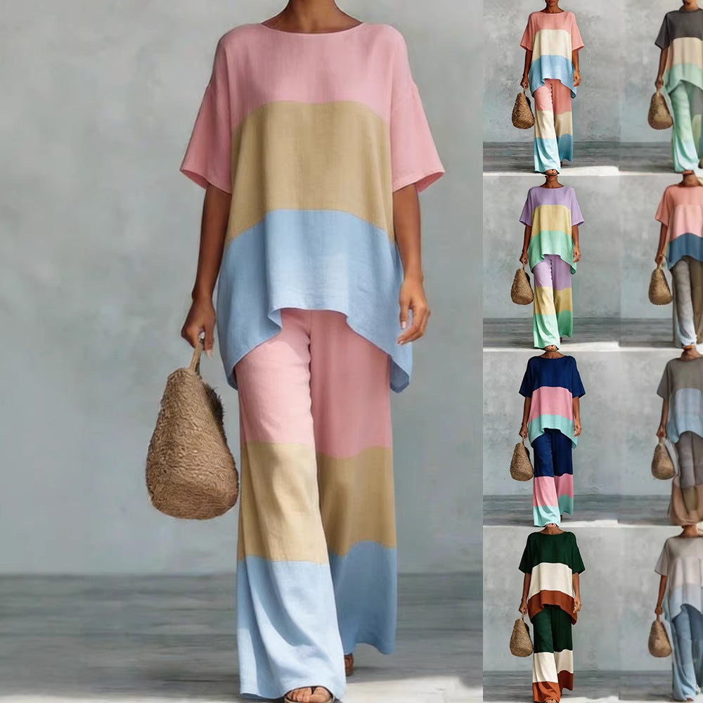 Women's Stylish and Casual Two-Piece Set with Geometric Design Mune Fashion