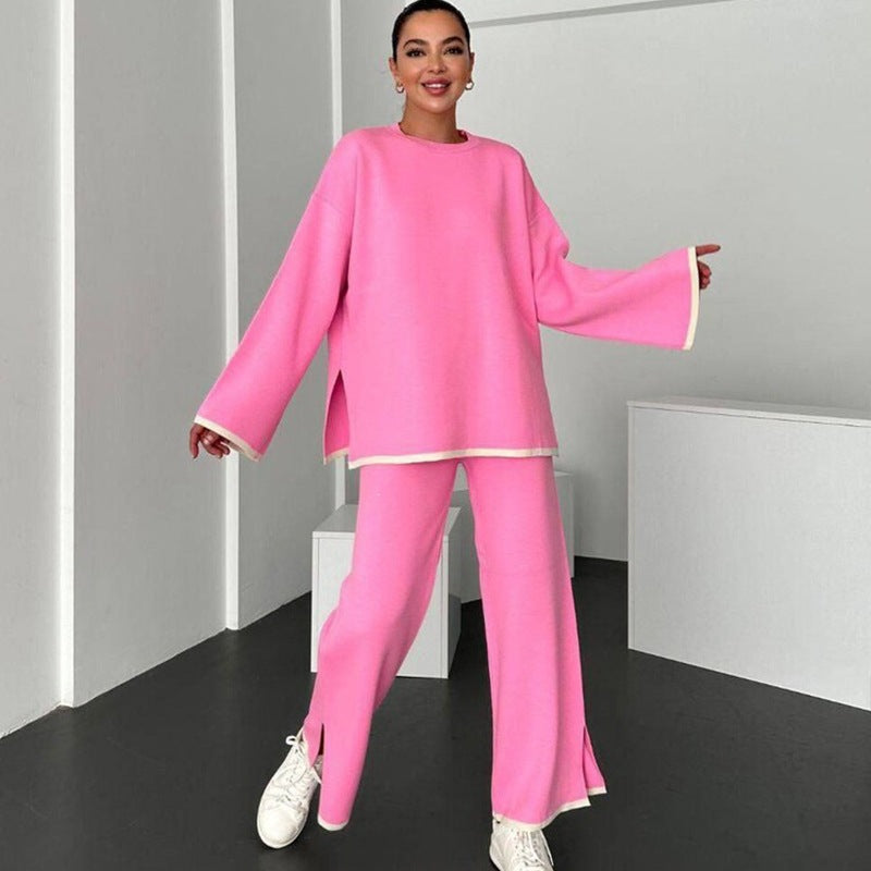 Women's Casual Knit Relax Set with Oversized Wide Sweater and Flared Trouser Mune Fashion