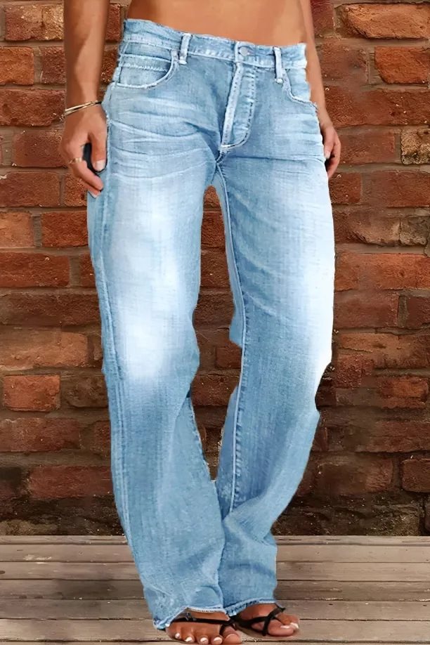 Women Loose Destroyed Jeans with Wide Leg and Low Rise Mune Fashion