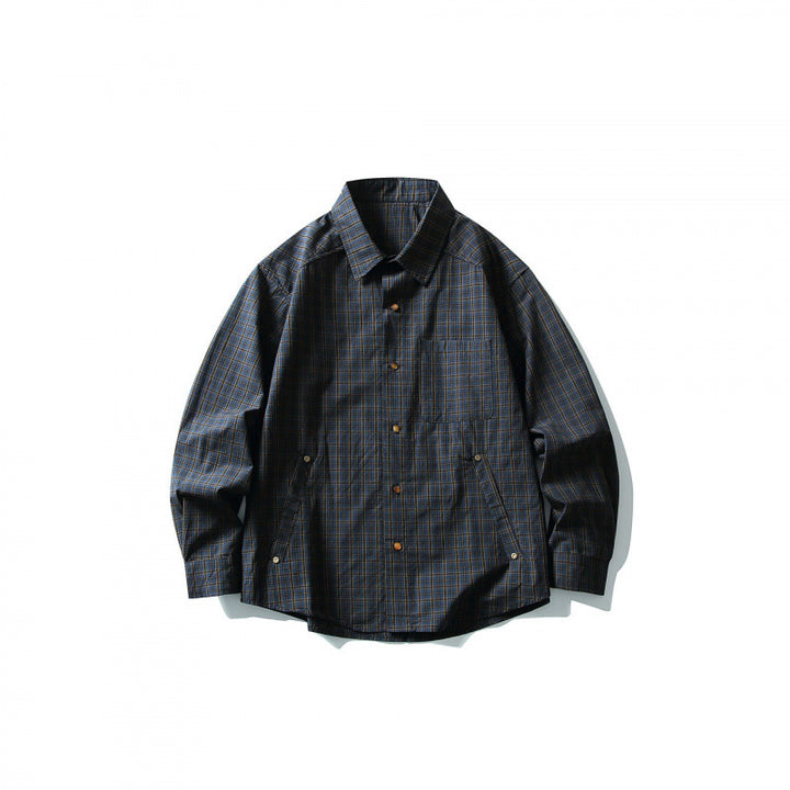 Men's overshirt in check pattern with front pockets and snap button placket Mune Fashion