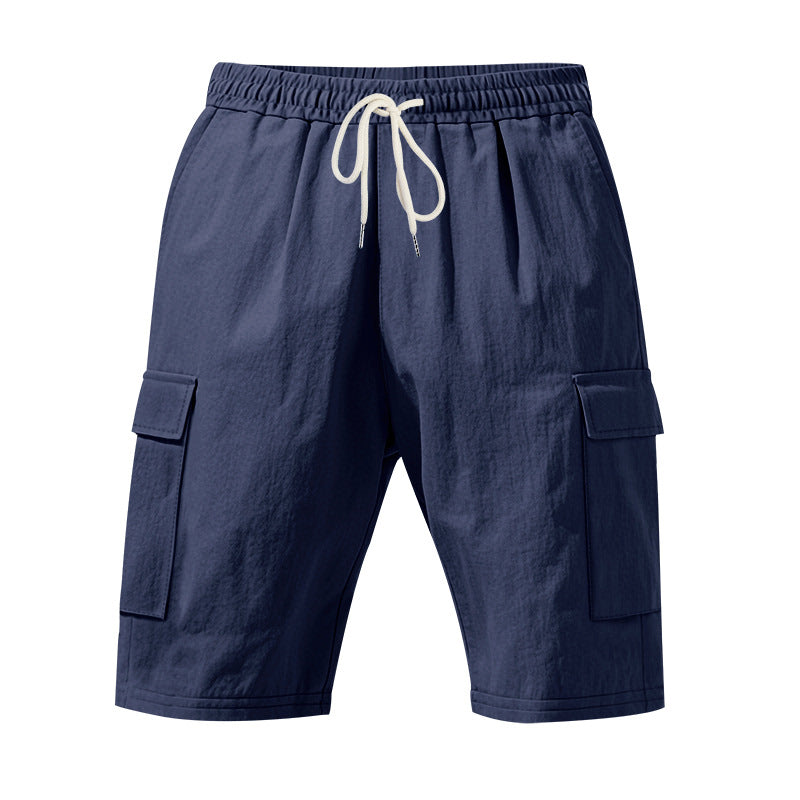 Men's travel and outdoor bermuda shorts with elastic drawstring waistband, security inner pocket and front flap pockets Mune Fashion
