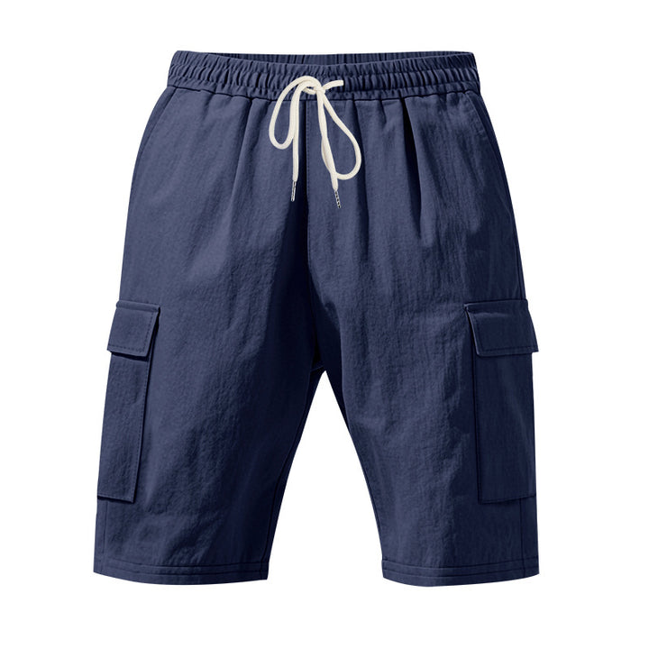 Men's travel and outdoor bermuda shorts with elastic drawstring waistband, security inner pocket and front flap pockets Mune Fashion
