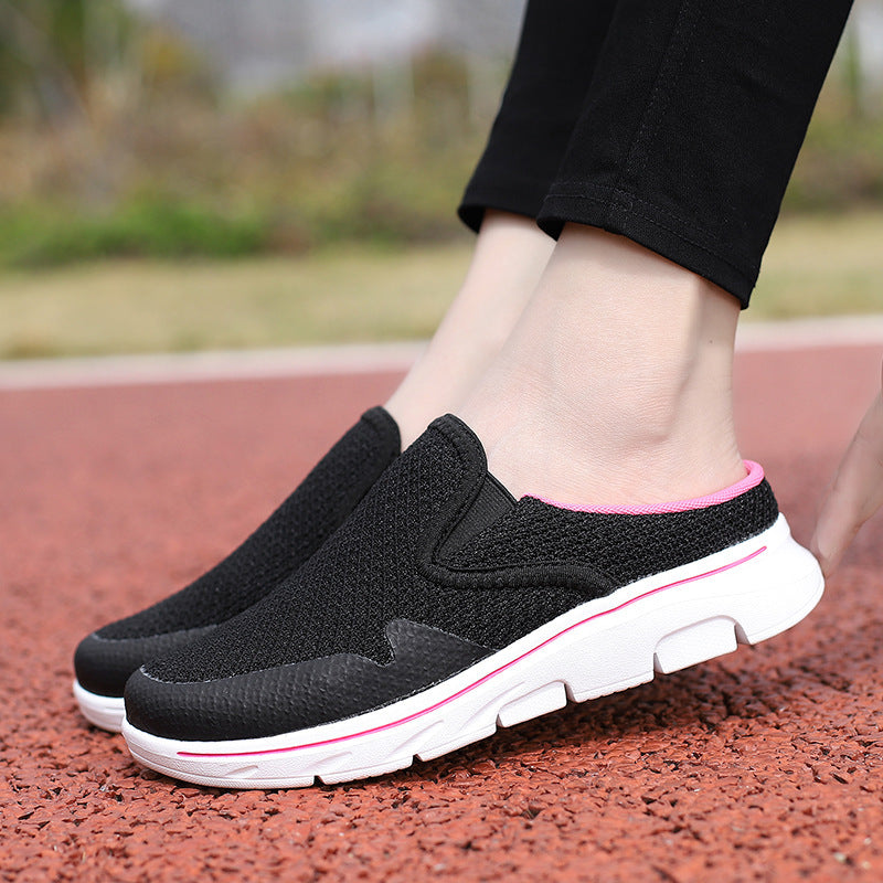 Women's open heel slipper with seamless mesh fabric, padded comfort insole, and shock-absorbing lightweight sole Mune Fashion