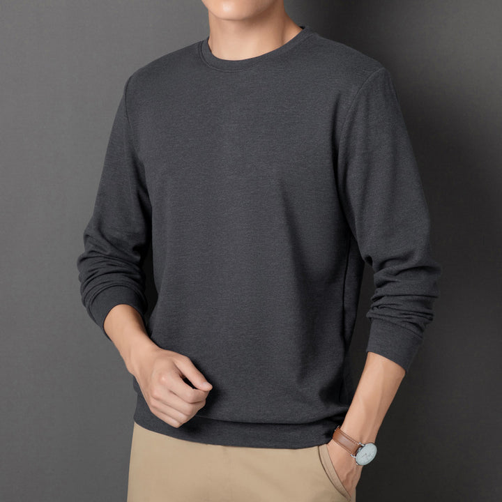 Men's Fine Crew Neck Sweatshirt made of Cotton Blend with Regular Fit and Ribbed Cuffs Mune Fashion