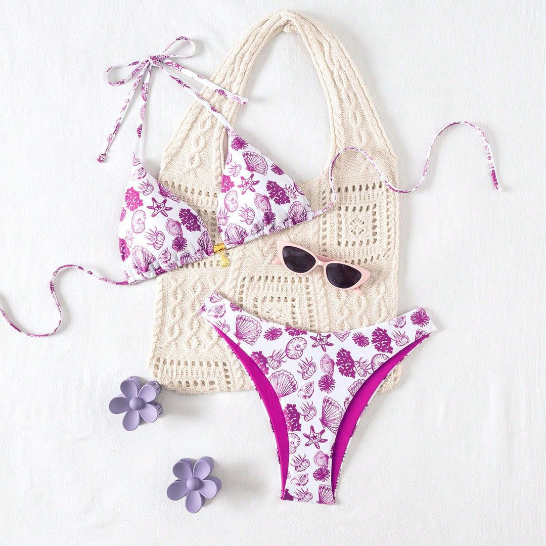 Women's Polka Dots Triangle Bikini with Adjustable Straps Mune Fashion