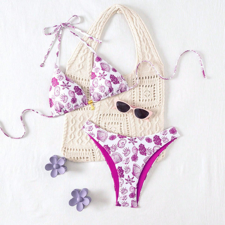 Women's Polka Dots Triangle Bikini with Adjustable Straps Mune Fashion