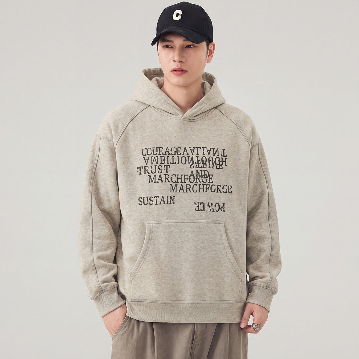 Men's Oversize Hoodie with Statement Print and Kangaroo Pocket Mune Fashion