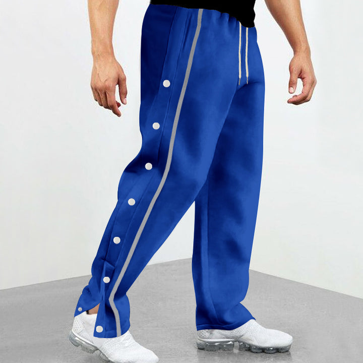 Men's side snap button training pants with contrast stripes and wide cut Mune Fashion