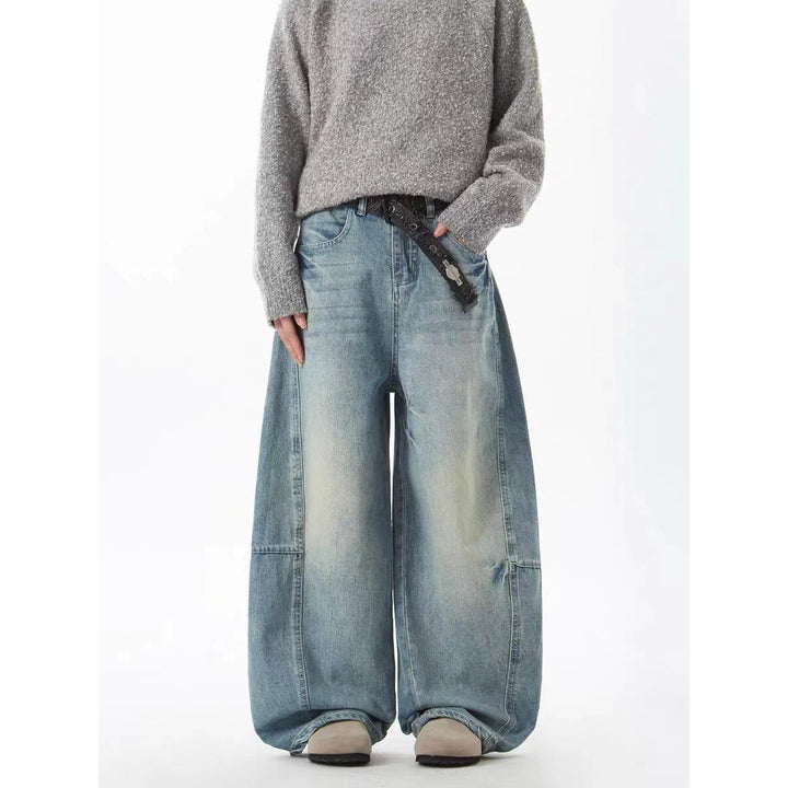 Women's Extra Wide Vintage Baggy Jeans with Extra Deep Crotch, Relaxed Silhouette and Washed Finish Mune Fashion