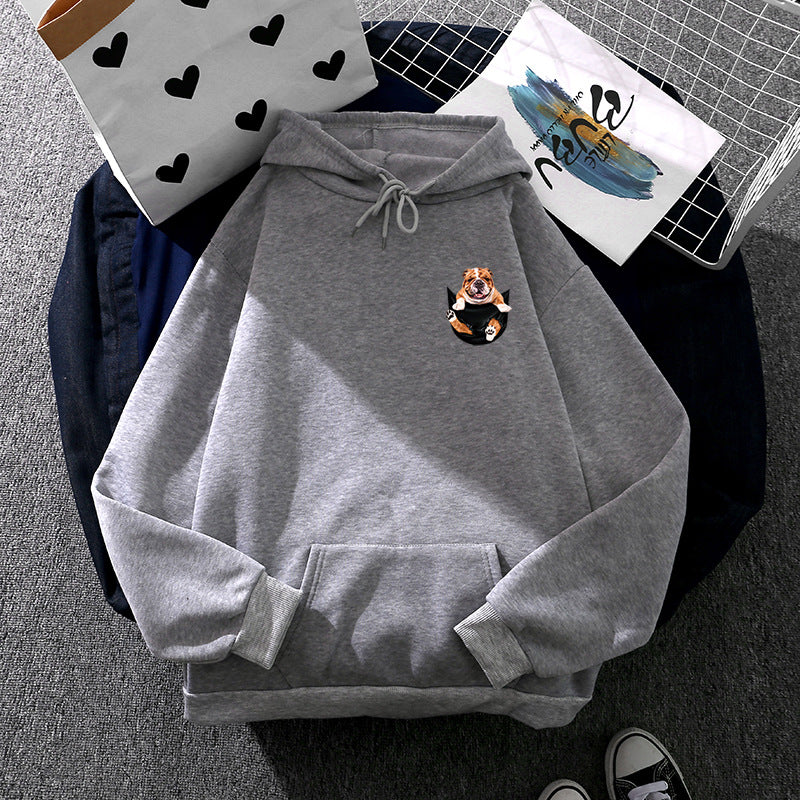 Unisex hoodie with bulldog pocket patch, oversized cut and brushed fleece inner side Mune Fashion