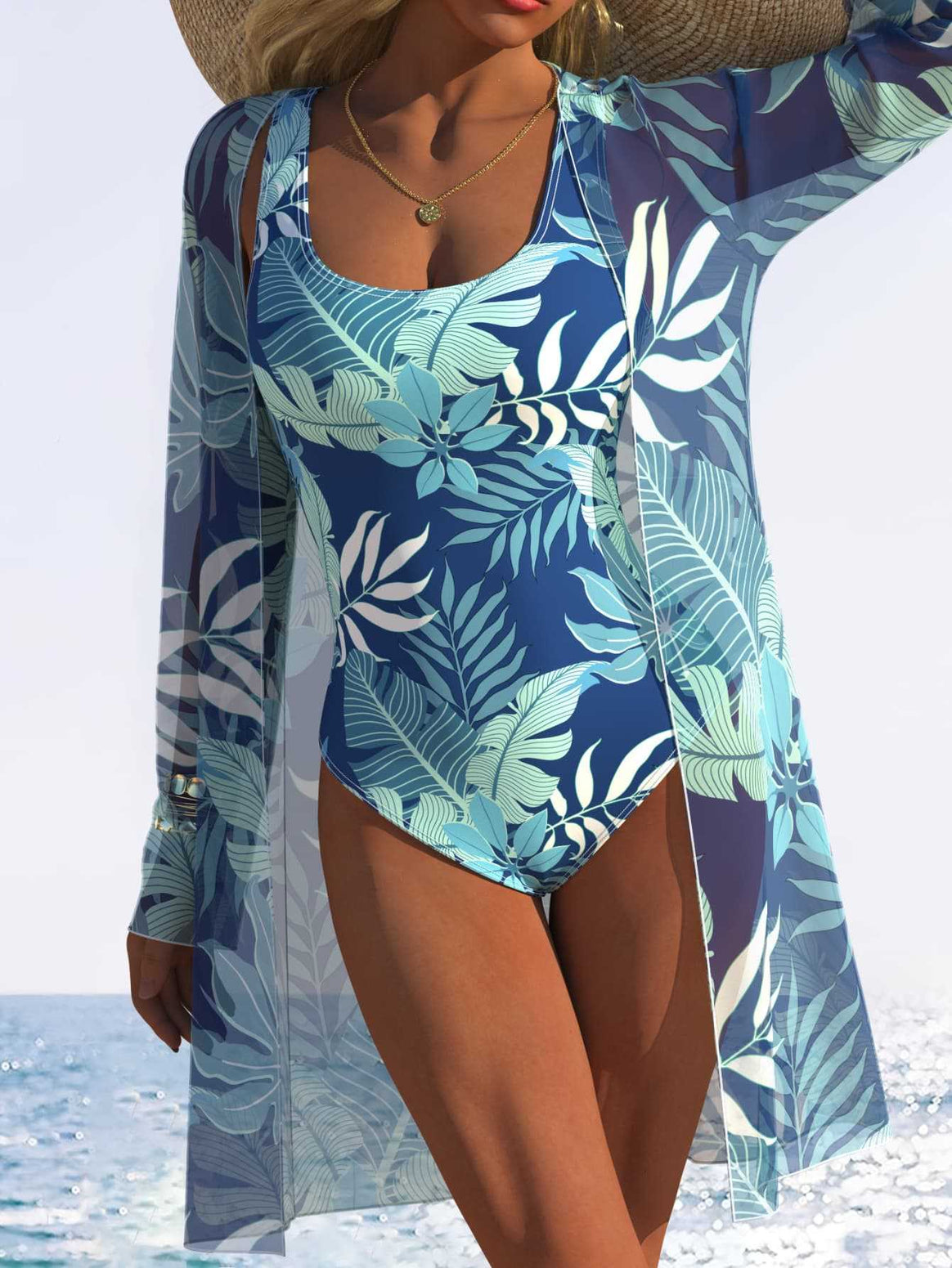 Women's Swimsuit with Transparent Cover Mune Fashion